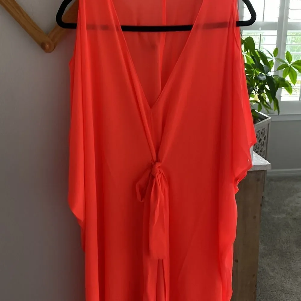 L’Agent by Agent Provocateur Holly Neon Orange Kaftan Swim Coverup One Size NWT